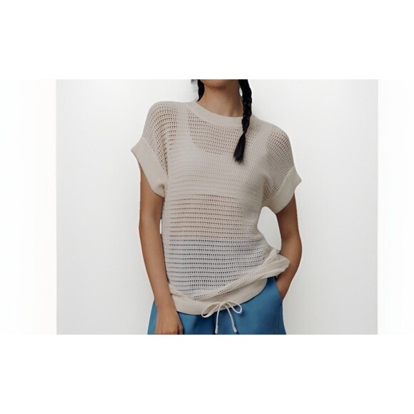 Varley Corvallis Short Sleeve Knit Womens Sweater Shirt  Drawcord Size XL - Picture 1 of 9